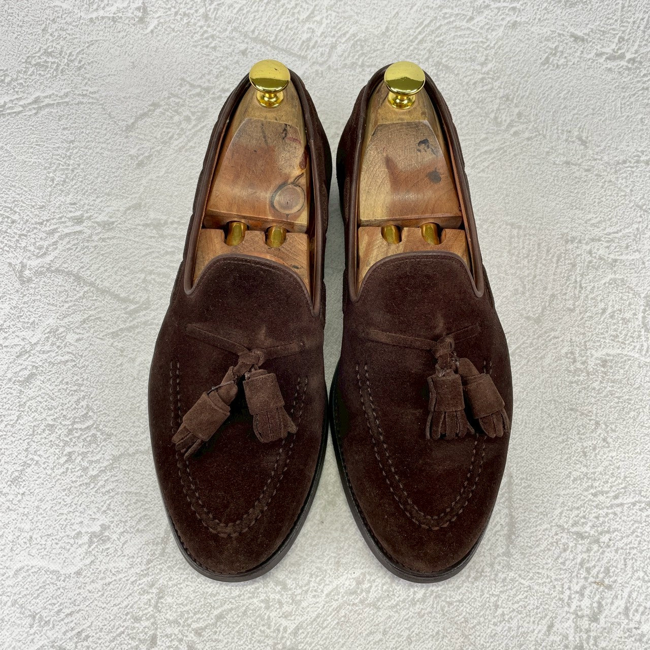 【良品】CROCKETT&JONES クロケットアンドジョーンズ Cavendish3 キャベンディッシュ3 タッセルローファー スエード シティソール 濃茶 ブラウン UK7 / 25.5cm【Ｗ3502】