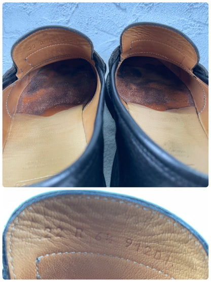 【美品】PARABOOT パラブーツ REIMS ランス コインローファー ビーフサドル マルシェ2ソール 黒 ブラック UK6.5 / 25.0cm【Ｗ3501】