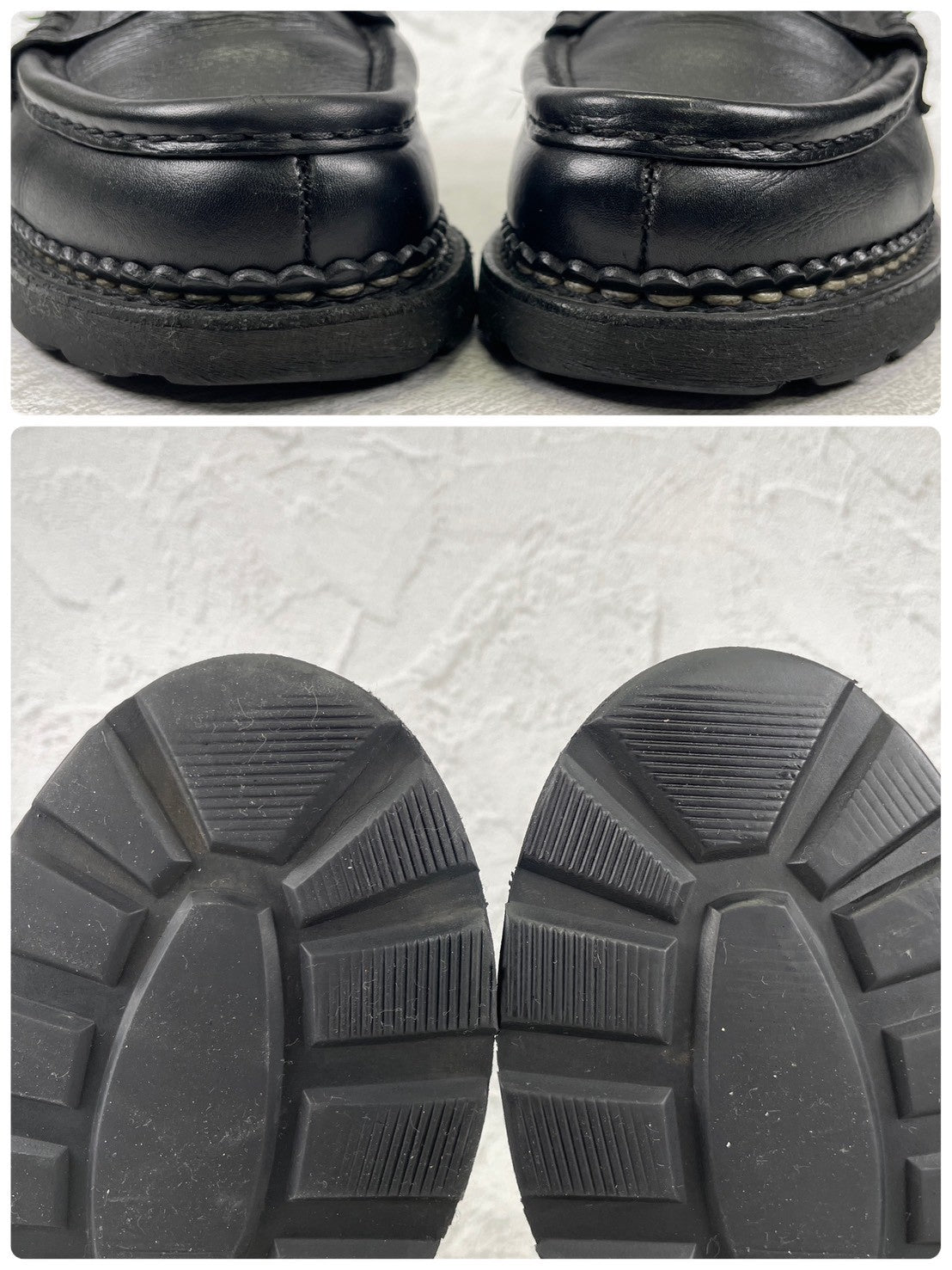 【美品】PARABOOT パラブーツ REIMS ランス コインローファー ビーフサドル マルシェ2ソール 黒 ブラック UK6.5 / 25.0cm【Ｗ3501】