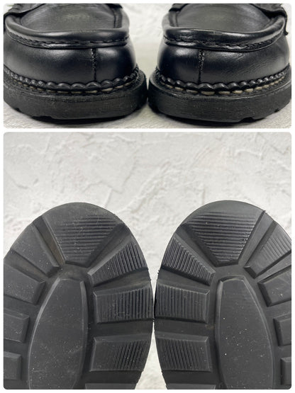 【美品】PARABOOT パラブーツ REIMS ランス コインローファー ビーフサドル マルシェ2ソール 黒 ブラック UK6.5 / 25.0cm【Ｗ3501】