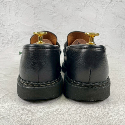 【美品】PARABOOT パラブーツ REIMS ランス コインローファー ビーフサドル マルシェ2ソール 黒 ブラック UK6.5 / 25.0cm【Ｗ3501】