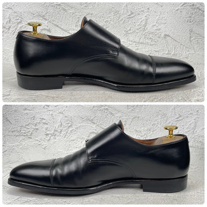 【美品・染め替え】CROCKETT&JONES クロケットアンドジョーンズ Double Monk Strap ダブルモンク ストレート ハンドグレード 黒 ブラック UK8 / 26.5cm【Ｗ3509】
