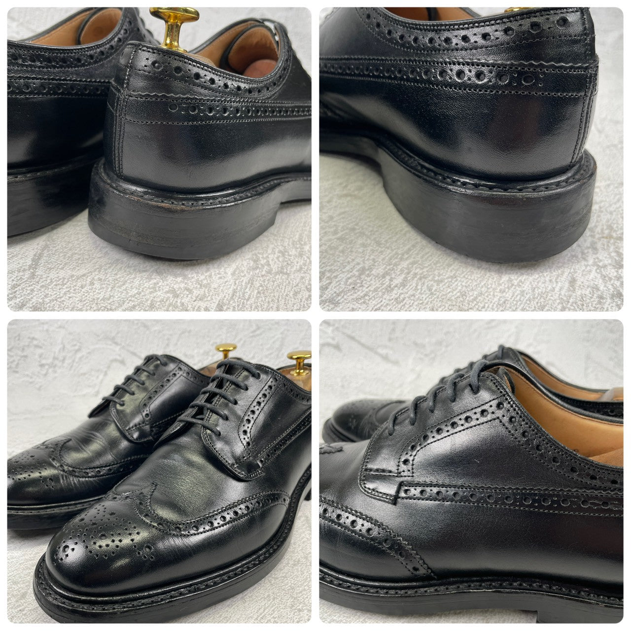 【良品】CHURCH'S チャーチ GRAFTON グラフトン 4都市 ウイング 外羽根 メダリオン ダイナイトソール 黒 ブラック UK6.5 / 25.0cm【Ｗ3507】