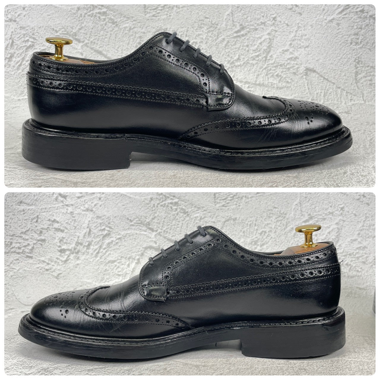 【良品】CHURCH'S チャーチ GRAFTON グラフトン 4都市 ウイング 外羽根 メダリオン ダイナイトソール 黒 ブラック UK6.5 / 25.0cm【Ｗ3507】