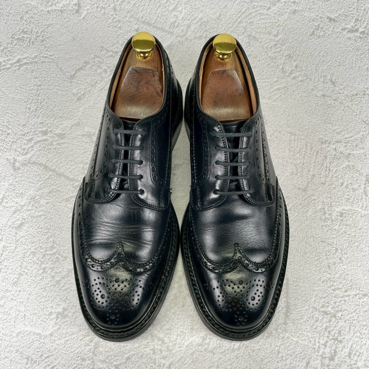 【良品】CHURCH'S チャーチ GRAFTON グラフトン 4都市 ウイング 外羽根 メダリオン ダイナイトソール 黒 ブラック UK6.5 / 25.0cm【Ｗ3507】