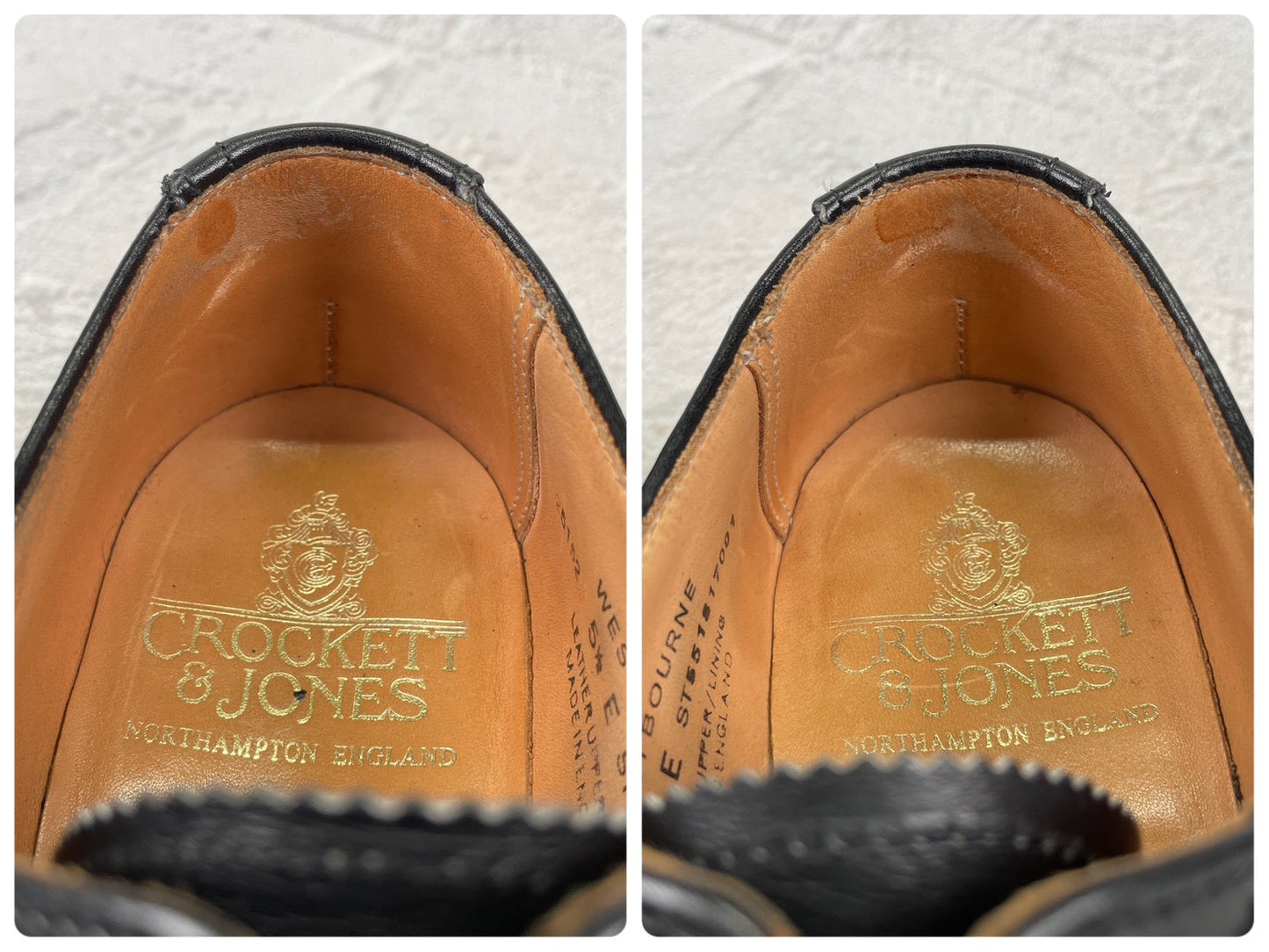 【美品】CROCKETT&JONES クロケットアンドジョーンズ WESTBOURNE ウェストボーン パンチドキャップ 内羽根 黒 ブラックUK5.5 / 24.0cm【W3505】