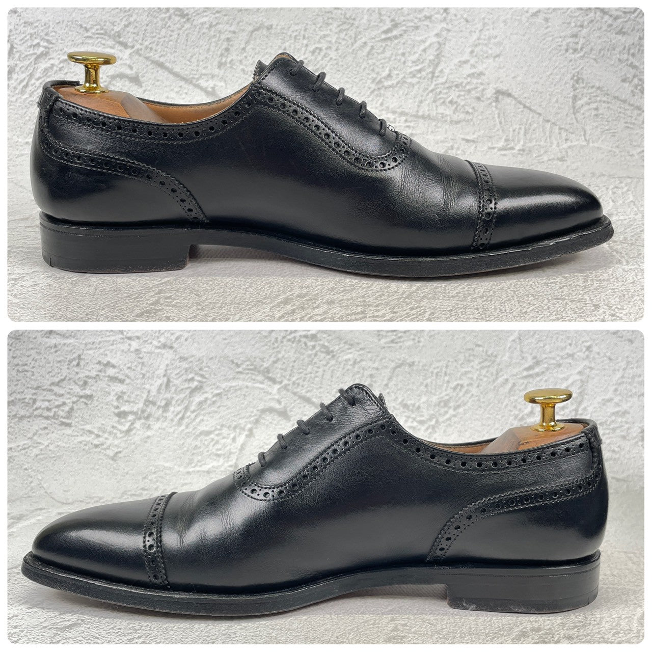 【美品】CROCKETT&JONES クロケットアンドジョーンズ WESTBOURNE ウェストボーン パンチドキャップ 内羽根 黒 ブラックUK5.5 / 24.0cm【W3505】