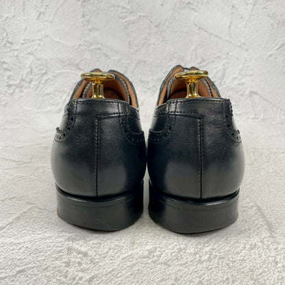 【美品】CROCKETT&JONES クロケットアンドジョーンズ WESTBOURNE ウェストボーン パンチドキャップ 内羽根 黒 ブラックUK5.5 / 24.0cm【W3505】