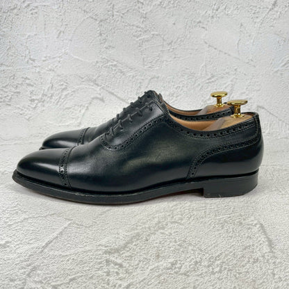 【美品】CROCKETT&JONES クロケットアンドジョーンズ WESTBOURNE ウェストボーン パンチドキャップ 内羽根 黒 ブラックUK5.5 / 24.0cm【W3505】