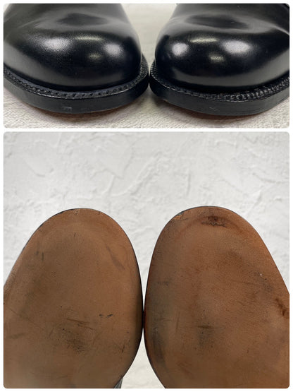 【デッドストック】ITALIAN ARMY イタリア軍 OFFICER SHOES オフィサーシューズ プレーン 外羽根 3アイレット 黒 ブラック 39 / 24.5cm 〜 25.0cm【W3504】