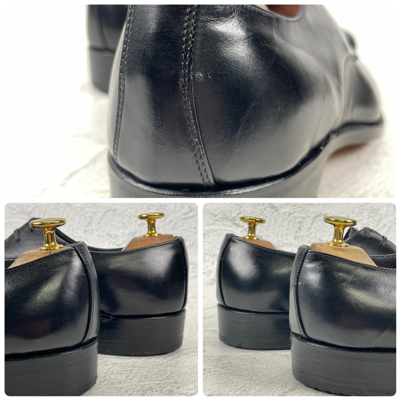 【デッドストック】ITALIAN ARMY イタリア軍 OFFICER SHOES オフィサーシューズ プレーン 外羽根 3アイレット 黒 ブラック 39 / 24.5cm 〜 25.0cm【W3504】