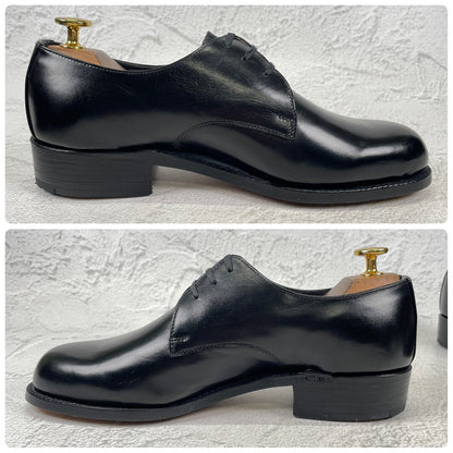 【デッドストック】ITALIAN ARMY イタリア軍 OFFICER SHOES オフィサーシューズ プレーン 外羽根 3アイレット 黒 ブラック 39 / 24.5cm 〜 25.0cm【W3504】