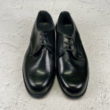 【デッドストック】ITALIAN ARMY イタリア軍 OFFICER SHOES オフィサーシューズ プレーン 外羽根 3アイレット 黒 ブラック 39 / 24.5cm 〜 25.0cm【W3504】