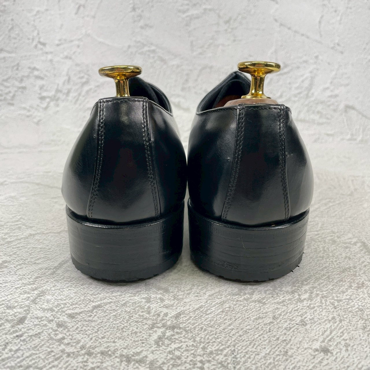 【デッドストック】ITALIAN ARMY イタリア軍 OFFICER SHOES オフィサーシューズ プレーン 外羽根 3アイレット 黒 ブラック 39 / 24.5cm 〜 25.0cm【W3504】