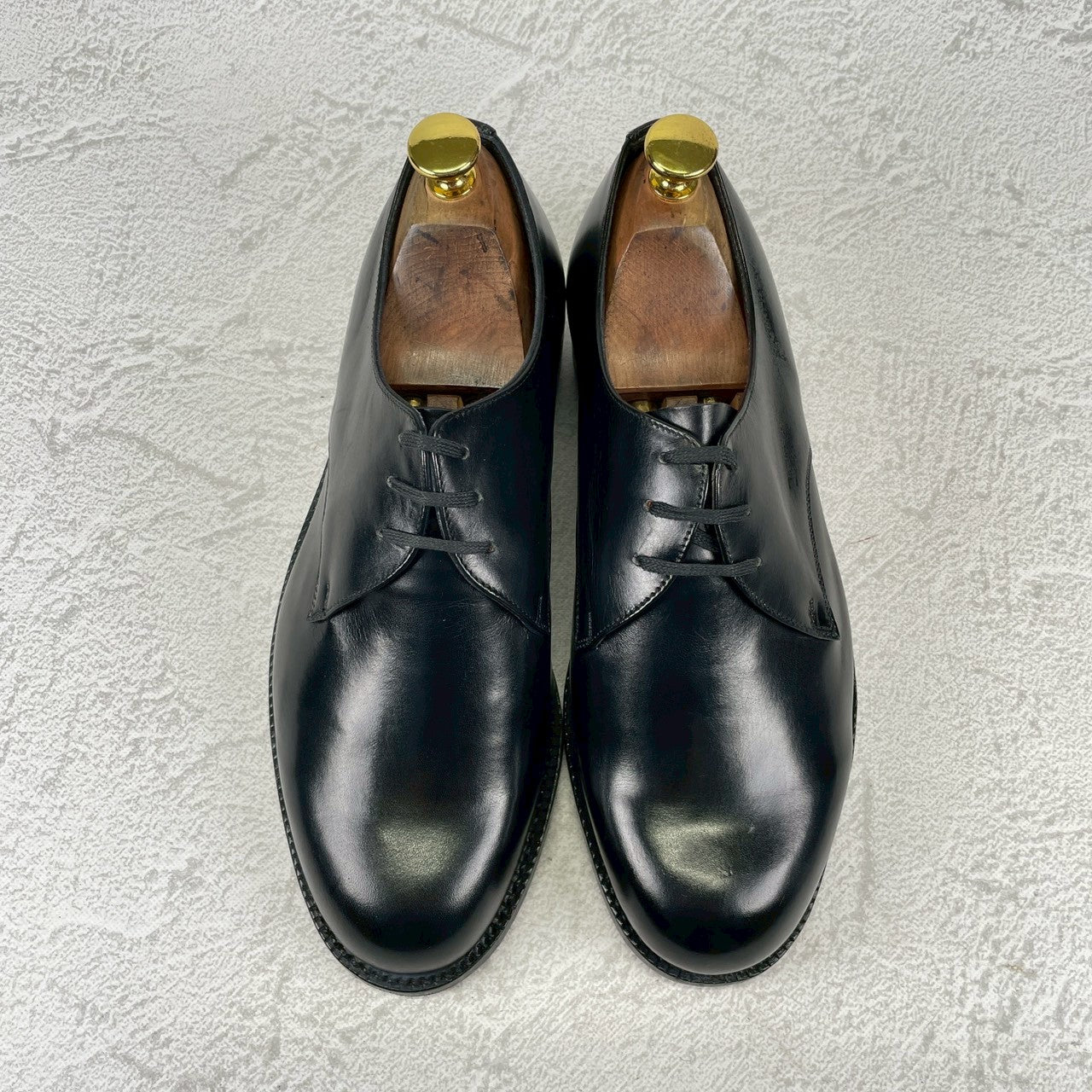 【デッドストック】ITALIAN ARMY イタリア軍 OFFICER SHOES オフィサーシューズ プレーン 外羽根 3アイレット 黒 ブラック 39 / 24.5cm 〜 25.0cm【W3504】