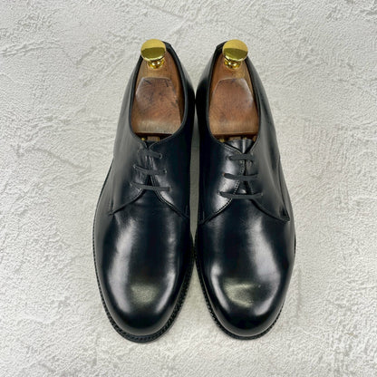 【デッドストック】ITALIAN ARMY イタリア軍 OFFICER SHOES オフィサーシューズ プレーン 外羽根 3アイレット 黒 ブラック 39 / 24.5cm 〜 25.0cm【W3504】