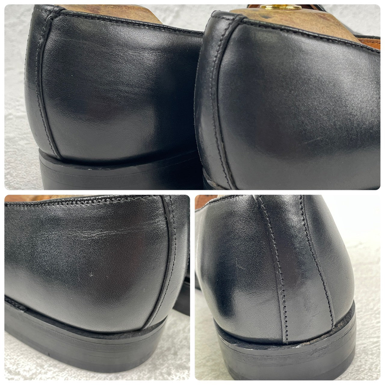 【良品】SANDERS サンダース 9756BW Slip-on Shoes スリッポン ローファー メダリオン ブローグ 黒 ブラック UK7 / 25.5cm【Ｗ3503】