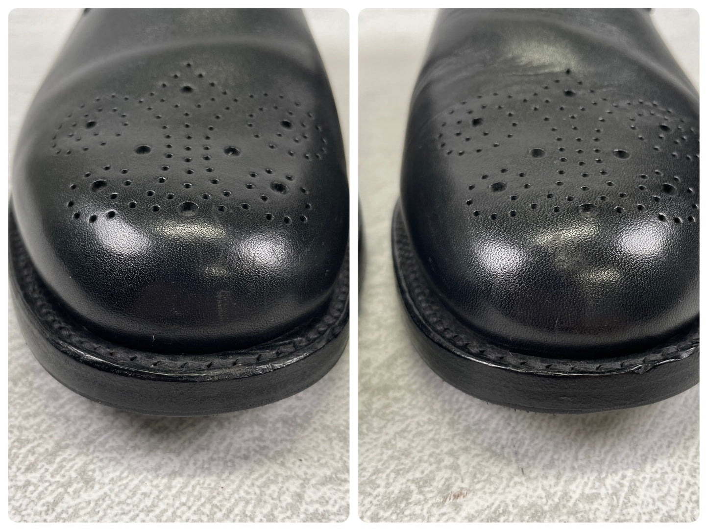 【良品】SANDERS サンダース 9756BW Slip-on Shoes スリッポン ローファー メダリオン ブローグ 黒 ブラック UK7 / 25.5cm【Ｗ3503】