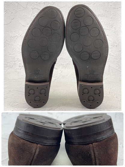 【良品】CROCKETT&JONES クロケットアンドジョーンズ Cavendish3 キャベンディッシュ3 タッセルローファー スエード シティソール 濃茶 ブラウン UK7 / 25.5cm【Ｗ3502】