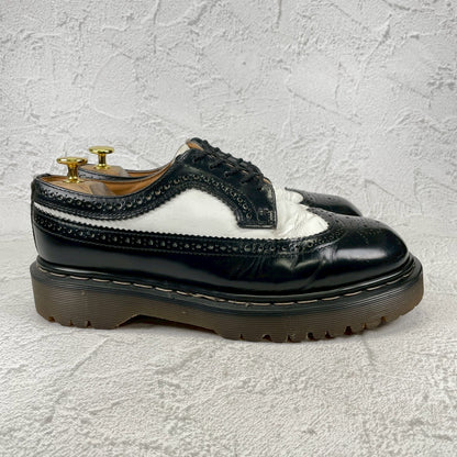 【英国製】Dr.Martens ドクターマーチン 3989 ブローグ ウイング 外羽根 メダリオン 黒×白 / ブラック×ホワイト UK8 / 27.0cm【W3512】