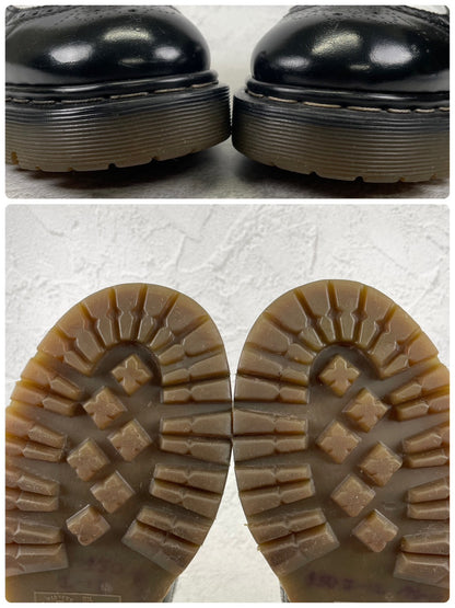 【英国製】Dr.Martens ドクターマーチン 3989 ブローグ ウイング 外羽根 メダリオン 黒×白 / ブラック×ホワイト UK8 / 27.0cm【W3512】