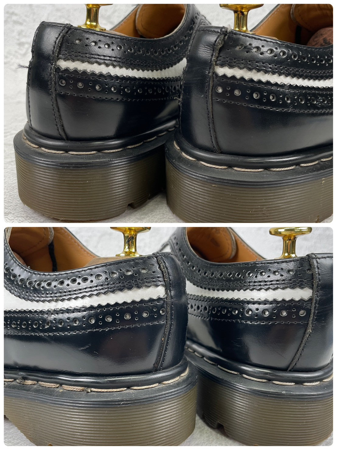 【英国製】Dr.Martens ドクターマーチン 3989 ブローグ ウイング 外羽根 メダリオン 黒×白 / ブラック×ホワイト UK8 / 27.0cm【W3512】