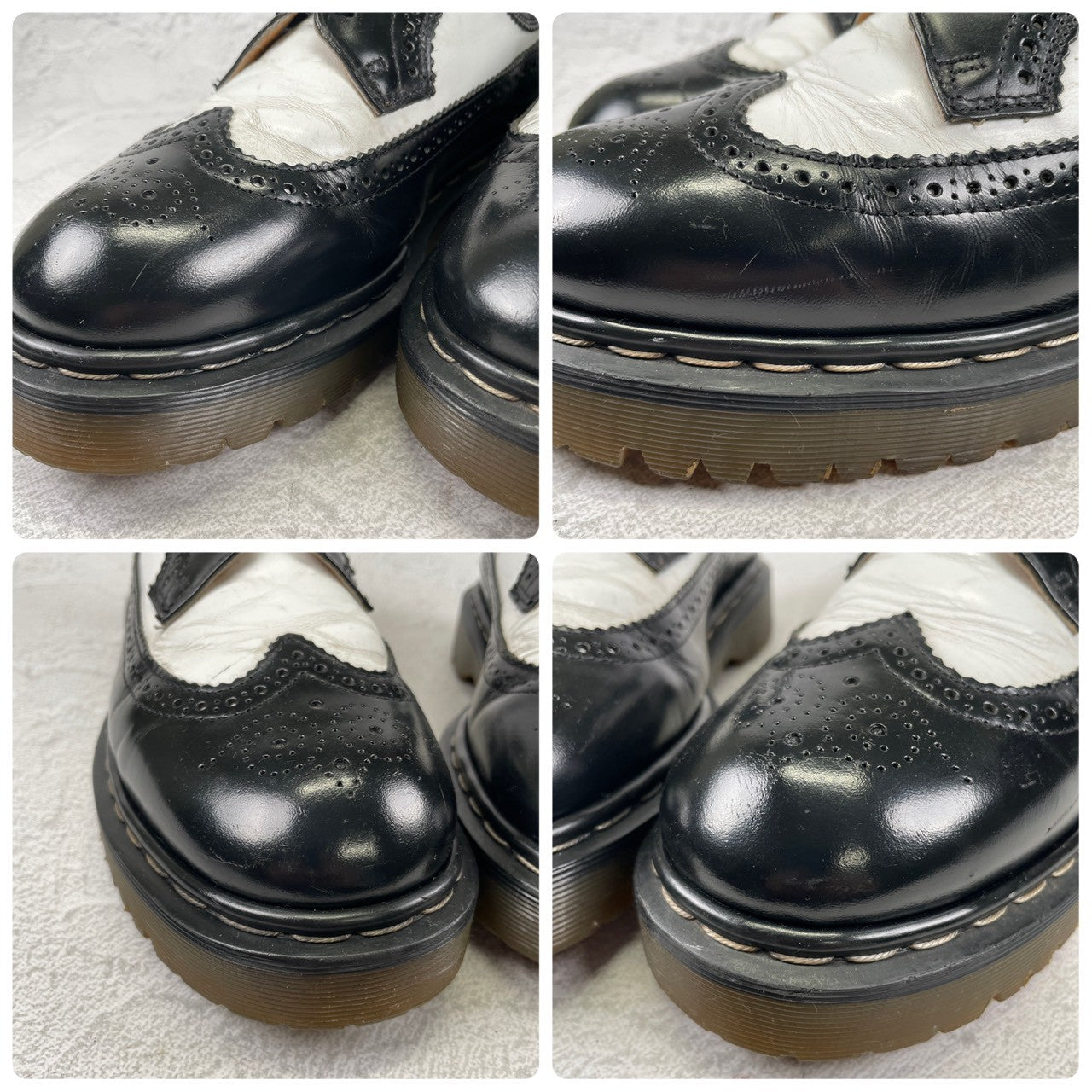 【英国製】Dr.Martens ドクターマーチン 3989 ブローグ ウイング 外羽根 メダリオン 黒×白 / ブラック×ホワイト UK8 / 27.0cm【W3512】