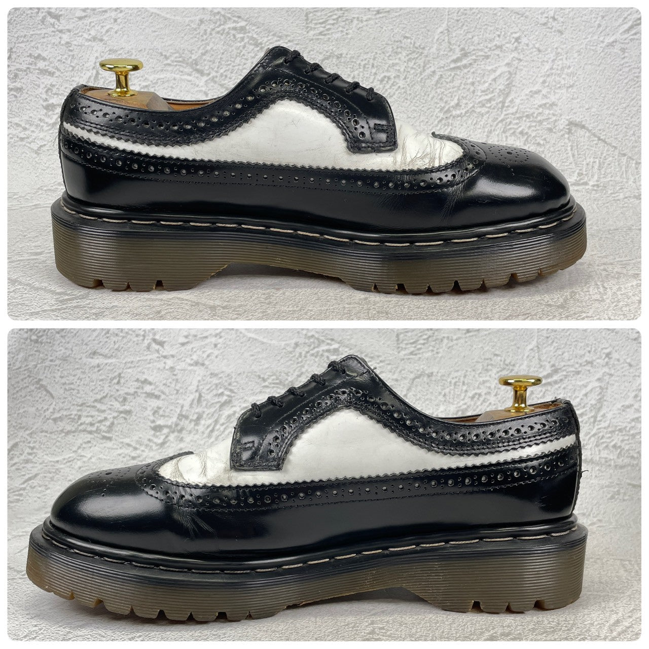 【英国製】Dr.Martens ドクターマーチン 3989 ブローグ ウイング 外羽根 メダリオン 黒×白 / ブラック×ホワイト UK8 / 27.0cm【W3512】