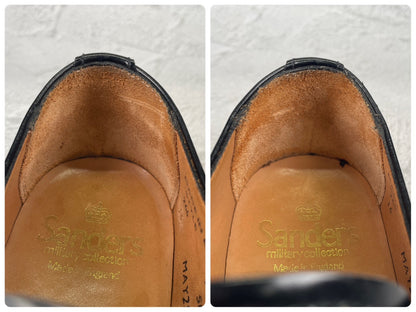 【美品】SANDERS サンダース 1137 APRON DERBY BROAD ARROW ブロードアローエプロンダービー Uチップ 外羽根 黒 ブラック UK5.5 / 24.5cm【W3529】