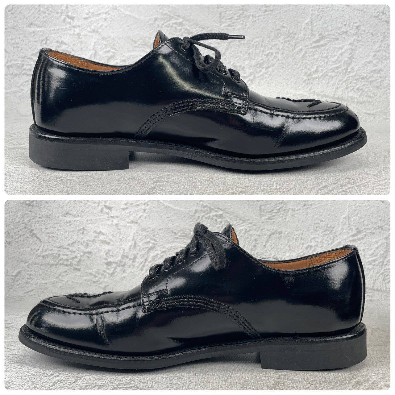 【美品】SANDERS サンダース 1137 APRON DERBY BROAD ARROW ブロードアローエプロンダービー Uチップ 外羽根 黒 ブラック UK5.5 / 24.5cm【W3529】