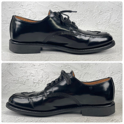 【美品】SANDERS サンダース 1137 APRON DERBY BROAD ARROW ブロードアローエプロンダービー Uチップ 外羽根 黒 ブラック UK5.5 / 24.5cm【W3529】