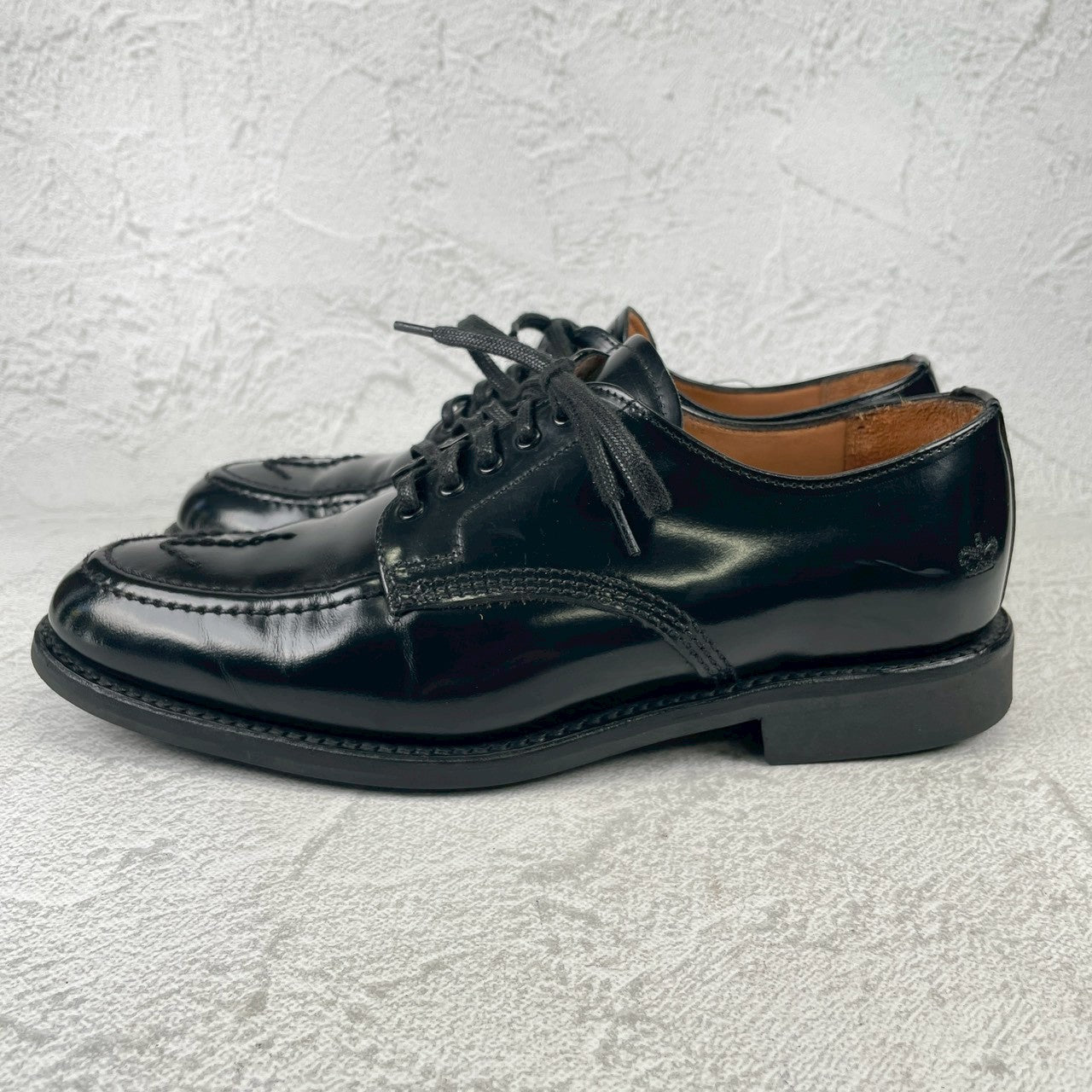 【美品】SANDERS サンダース 1137 APRON DERBY BROAD ARROW ブロードアローエプロンダービー Uチップ 外羽根 黒 ブラック UK5.5 / 24.5cm【W3529】