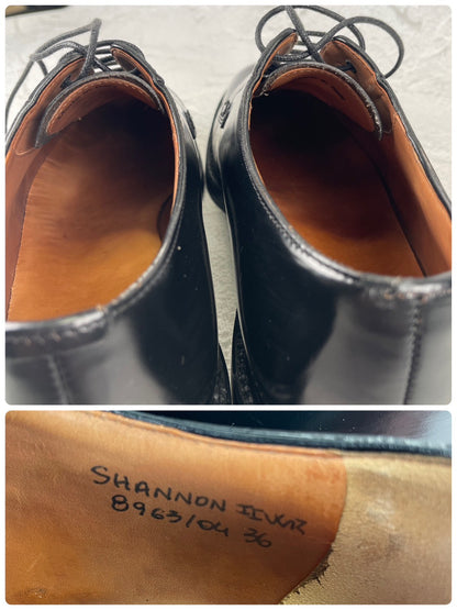 【美品】Church's チャーチ SHANNON シャノン プレーン 外羽根 ポリッシュドバインダーカーフ 黒 ブラック UK36 / 23.0cm【W3528】