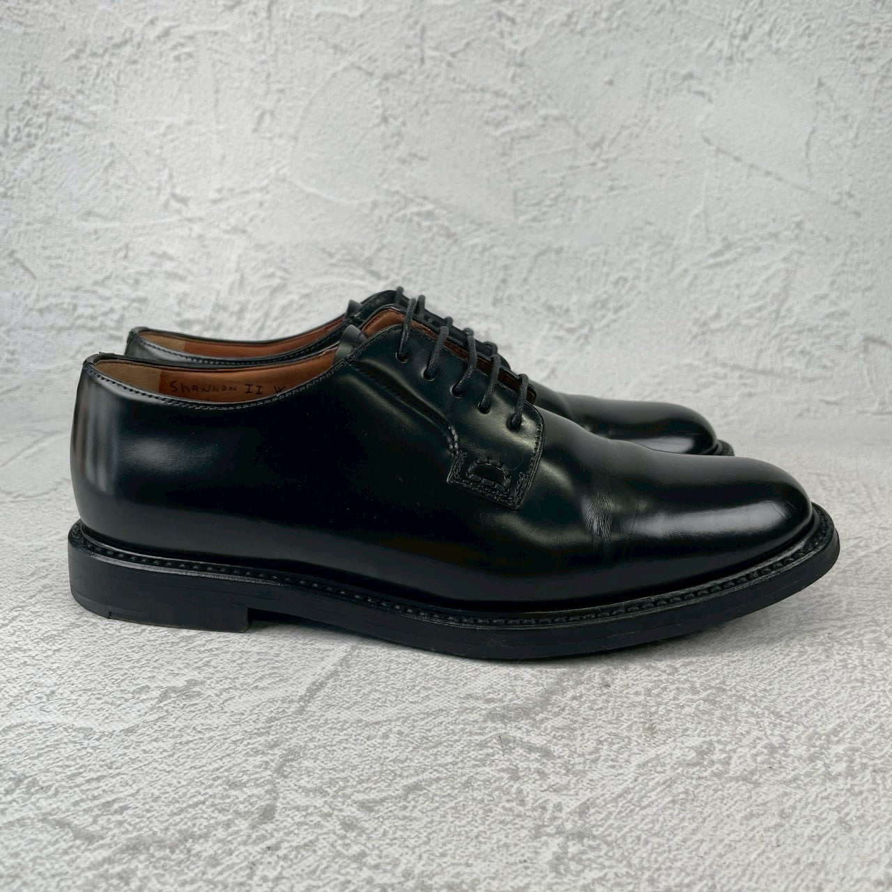 【美品】Church's チャーチ SHANNON シャノン プレーン 外羽根 ポリッシュドバインダーカーフ 黒 ブラック UK36 / 23.0cm【W3528】