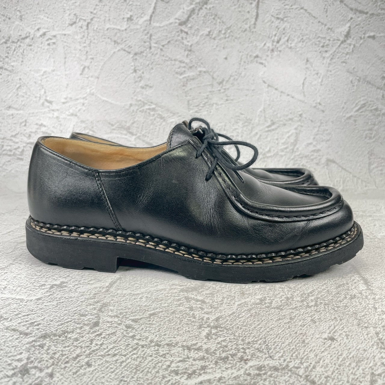 【良品】Paraboot パラブーツ MICHAEL ミカエル チロリアンシューズ リスレザー 黒 ブラック EU39.5 / 24.5cm【W3530】