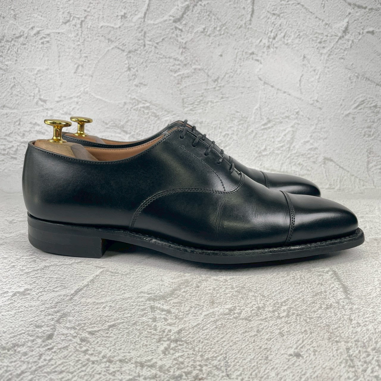 【美品】CROCKETT&JONES クロケットアンドジョーンズ HALLAM ハラム ストレート 内羽根 黒 ブラック UK6 / 24.5cm【W3532】