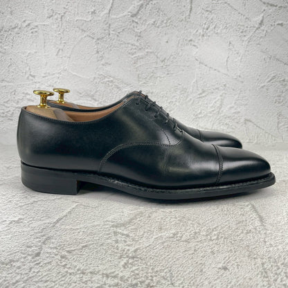 【美品】CROCKETT&JONES クロケットアンドジョーンズ HALLAM ハラム ストレート 内羽根 黒 ブラック UK6 / 24.5cm【W3532】