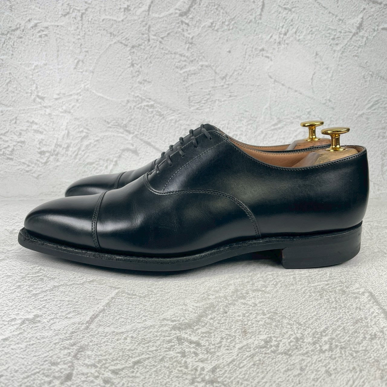 【美品】CROCKETT&JONES クロケットアンドジョーンズ HALLAM ハラム ストレート 内羽根 黒 ブラック UK6 / 24.5cm【W3532】