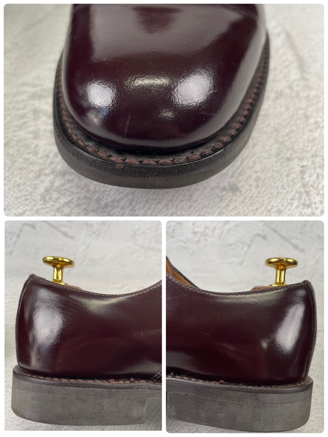 【良品】SANDERS サンダース 1384 OFFICER SHOE オフィサーシューズ プレーン 外羽根 赤茶 バーガンディー UK6 / 25.0cm【W3531】