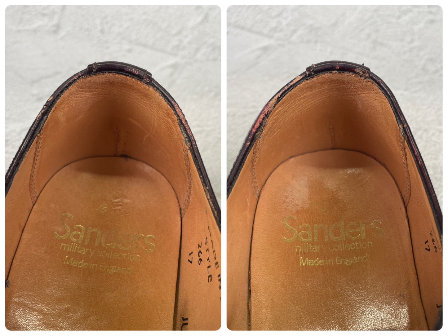 【良品】SANDERS サンダース 1384 OFFICER SHOE オフィサーシューズ プレーン 外羽根 赤茶 バーガンディー UK6 / 25.0cm【W3531】