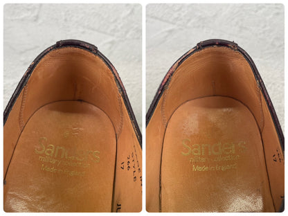 【良品】SANDERS サンダース 1384 OFFICER SHOE オフィサーシューズ プレーン 外羽根 赤茶 バーガンディー UK6 / 25.0cm【W3531】
