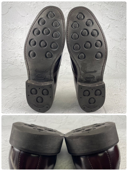 【良品】SANDERS サンダース 1384 OFFICER SHOE オフィサーシューズ プレーン 外羽根 赤茶 バーガンディー UK6 / 25.0cm【W3531】