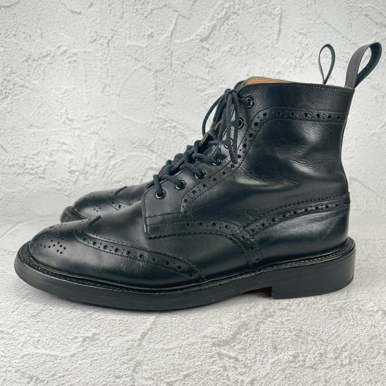 【良品】TRICKER'S トリッカーズ MOLTON モールトン ウイング ブローグ レースアップブーツ M2508 黒 ブラック UK8.5 / 27.0cm【W3540】