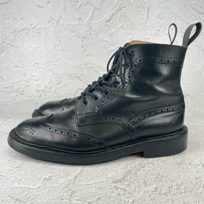 【良品】TRICKER'S トリッカーズ MOLTON モールトン ウイング ブローグ レースアップブーツ M2508 黒 ブラック UK8.5 / 27.0cm【W3540】