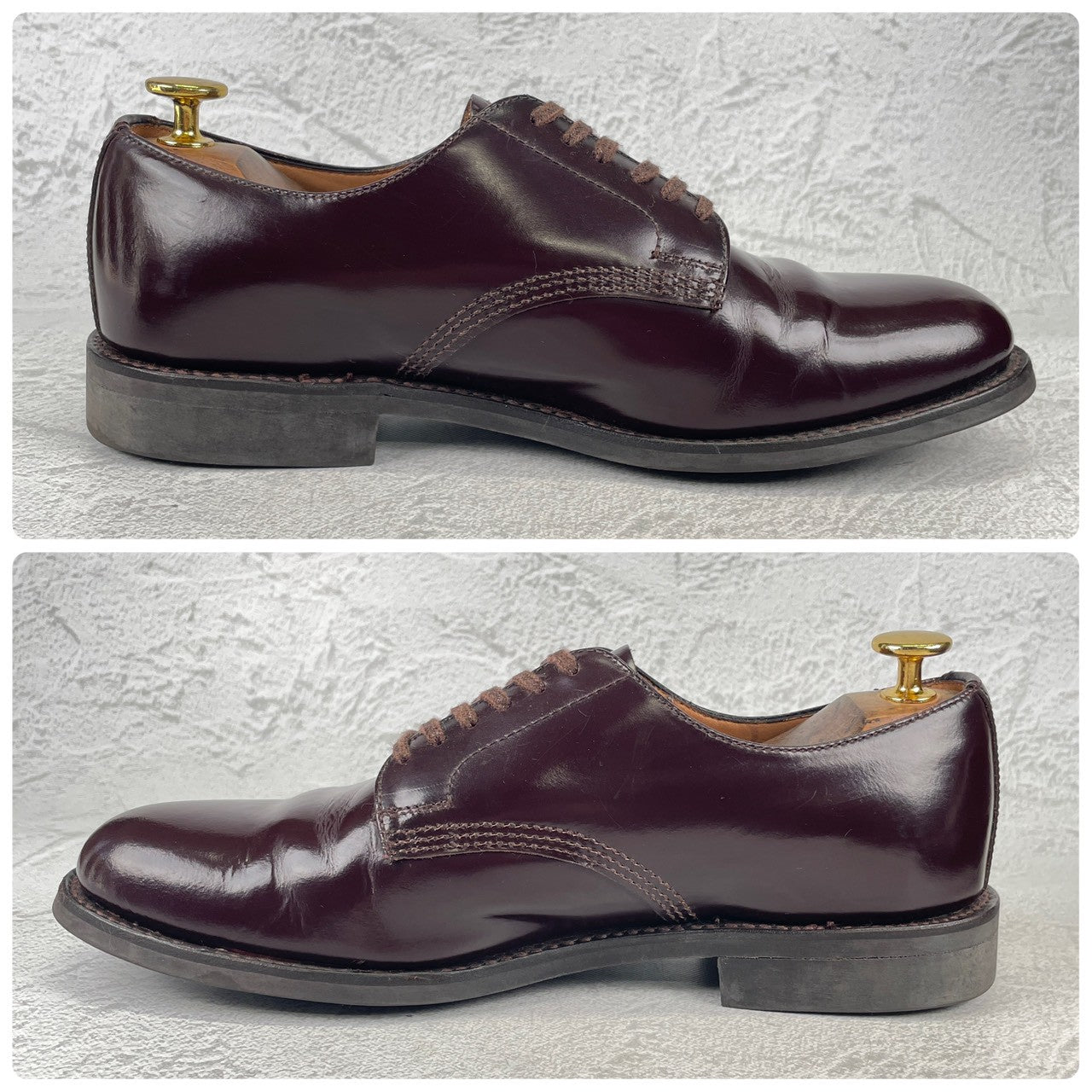 【良品】SANDERS サンダース 1384 OFFICER SHOE オフィサーシューズ プレーン 外羽根 赤茶 バーガンディー UK6 / 25.0cm【W3531】