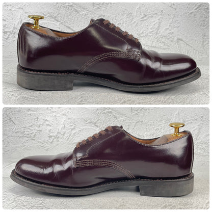 【良品】SANDERS サンダース 1384 OFFICER SHOE オフィサーシューズ プレーン 外羽根 赤茶 バーガンディー UK6 / 25.0cm【W3531】
