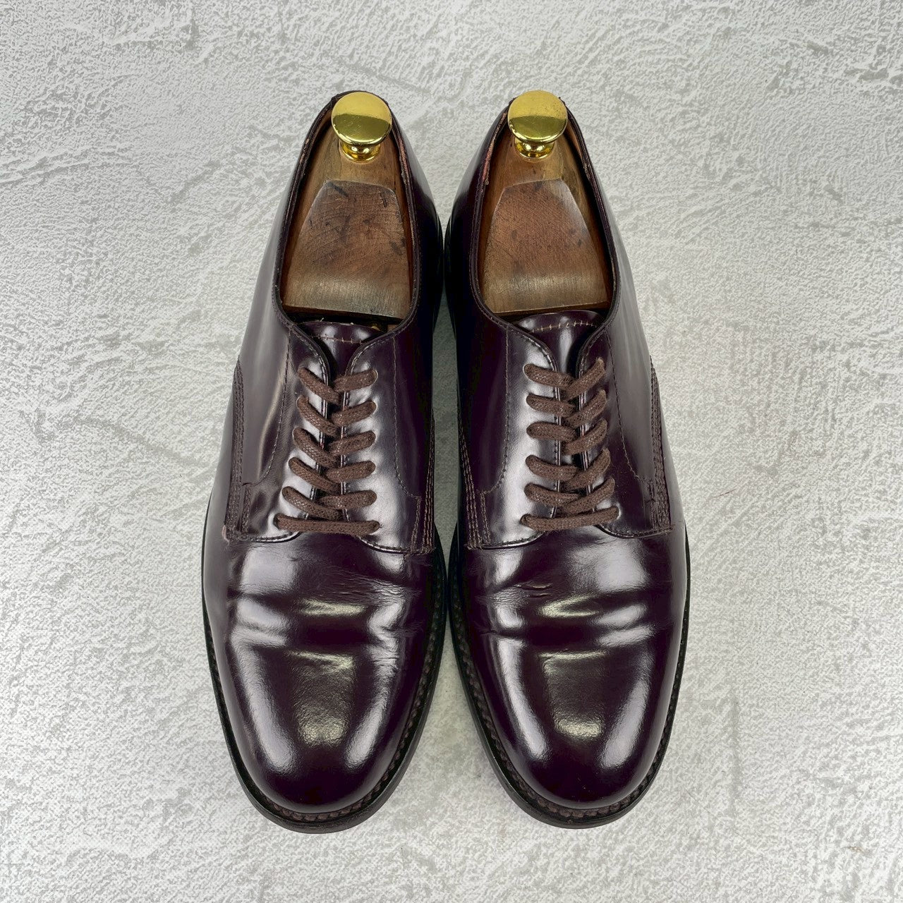 【良品】SANDERS サンダース 1384 OFFICER SHOE オフィサーシューズ プレーン 外羽根 赤茶 バーガンディー UK6 / 25.0cm【W3531】