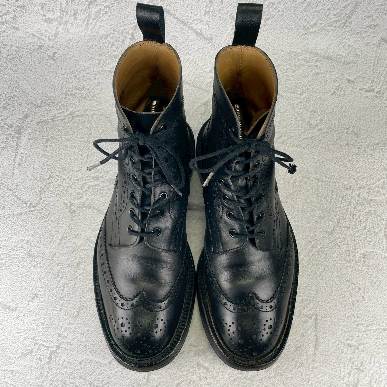 【良品】TRICKER'S トリッカーズ MOLTON モールトン ウイング ブローグ レースアップブーツ M2508 黒 ブラック UK8.5 / 27.0cm【W3540】