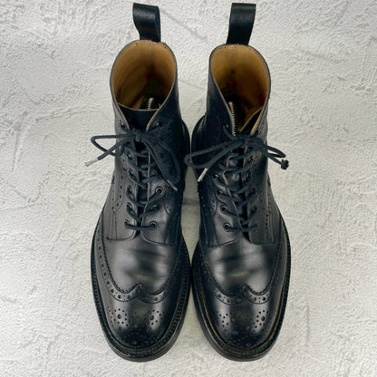 【良品】TRICKER'S トリッカーズ MOLTON モールトン ウイング ブローグ レースアップブーツ M2508 黒 ブラック UK8.5 / 27.0cm【W3540】