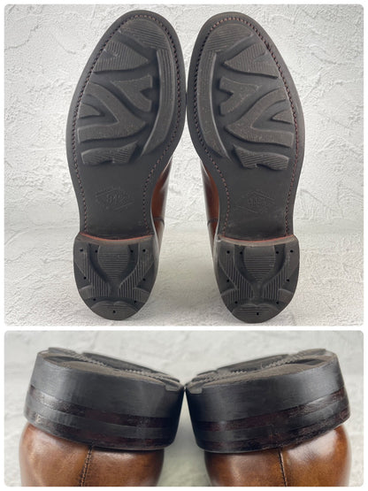 【良品】CROCKETT&JONES クロケットアンドジョーンズ MORETON モールトン Vチップ 外羽根 茶 ブラウン UK8 / 26.5cm【Ｗ3537】